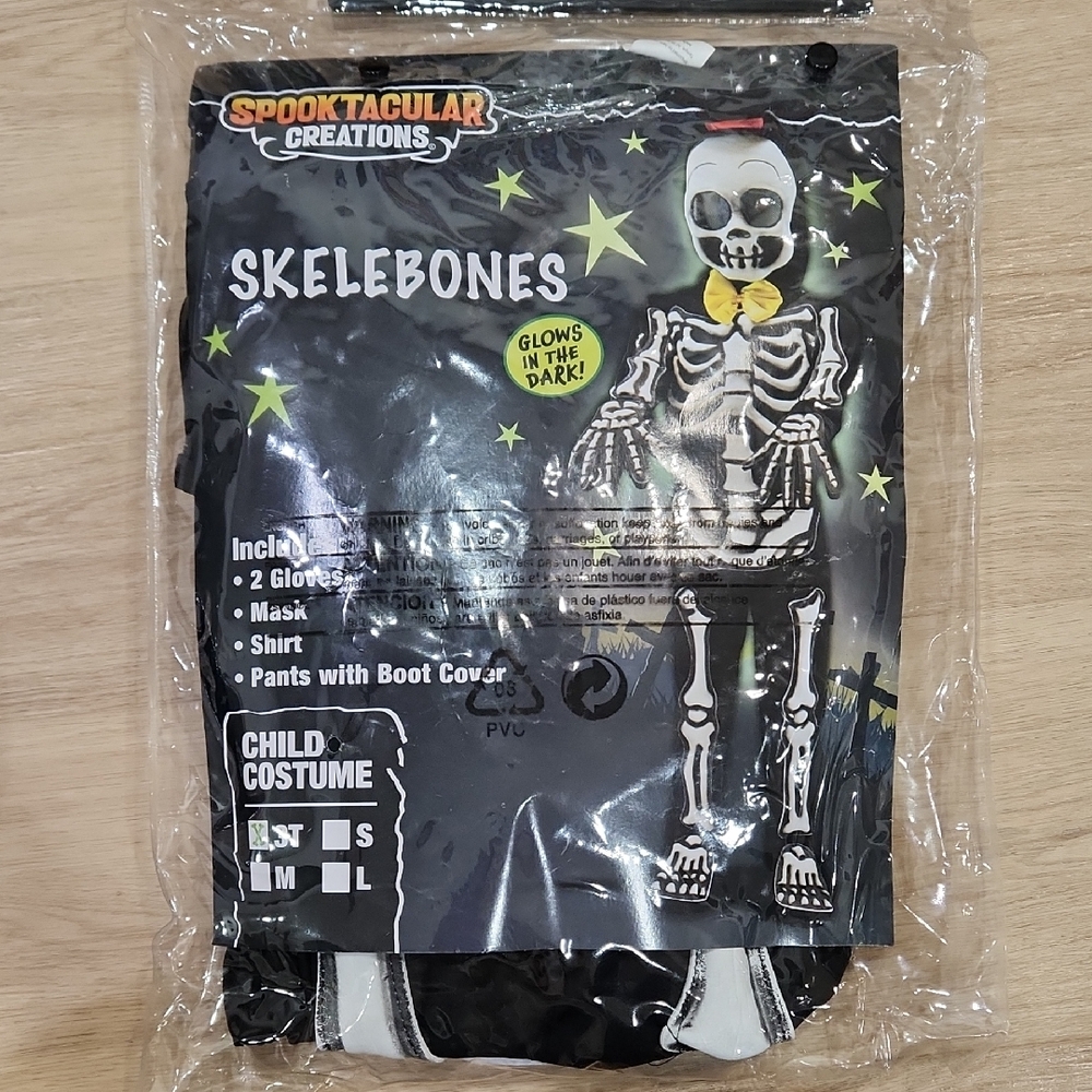 Glow-in-the-Dark Skeleton Costume for Kids (Size 3T)
